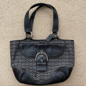 Coach signature canvas and leather shoulder bag